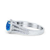 Halo Engagement Ring Accent Dazzling Simulated Cubic Zirconia 925 Sterling Silver
