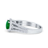 Halo Engagement Ring Accent Dazzling Simulated Cubic Zirconia 925 Sterling Silver
