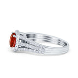 Halo Engagement Ring Accent Dazzling Simulated Cubic Zirconia 925 Sterling Silver