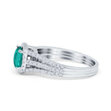 Halo Engagement Ring Accent Dazzling Simulated Cubic Zirconia 925 Sterling Silver
