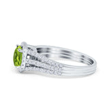 Halo Engagement Ring Accent Dazzling Simulated Cubic Zirconia 925 Sterling Silver