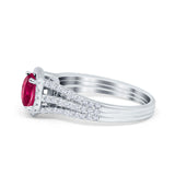Halo Engagement Ring Accent Dazzling Simulated Cubic Zirconia 925 Sterling Silver
