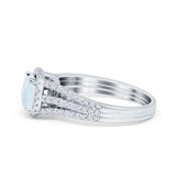 Halo Engagement Ring Accent Dazzling Simulated Cubic Zirconia 925 Sterling Silver