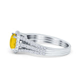 Halo Engagement Ring Accent Dazzling Simulated Cubic Zirconia 925 Sterling Silver