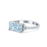 Sideways Fashion Ring Dainty Simulated Cubic Zirconia 925 Sterling Silver