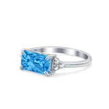 Sideways Fashion Ring Dainty Simulated Cubic Zirconia 925 Sterling Silver