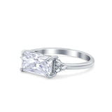 Sideways Fashion Ring Dainty Simulated Cubic Zirconia 925 Sterling Silver