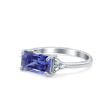 Sideways Fashion Ring Dainty Simulated Cubic Zirconia 925 Sterling Silver