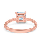 Solitaire Accent Twisted Fashion Ring Princess Cut Simulated Cubic Zirconia 925 Sterling Silver