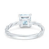Solitaire Accent Twisted Fashion Ring Princess Cut Simulated Cubic Zirconia 925 Sterling Silver