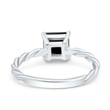 Solitaire Accent Twisted Fashion Ring Princess Cut Simulated Cubic Zirconia 925 Sterling Silver