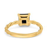 Solitaire Accent Twisted Fashion Ring Princess Cut Simulated Cubic Zirconia 925 Sterling Silver