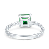 Solitaire Accent Twisted Fashion Ring Princess Cut Simulated Cubic Zirconia 925 Sterling Silver