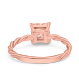 Solitaire Accent Twisted Fashion Ring Princess Cut Simulated Cubic Zirconia 925 Sterling Silver