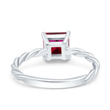 Solitaire Accent Twisted Fashion Ring Princess Cut Simulated Cubic Zirconia 925 Sterling Silver