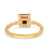 Solitaire Accent Twisted Fashion Ring Princess Cut Simulated Cubic Zirconia 925 Sterling Silver