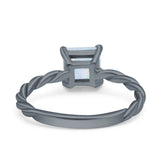 Solitaire Accent Twisted Fashion Ring Princess Cut Simulated Cubic Zirconia 925 Sterling Silver