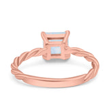 Solitaire Accent Twisted Fashion Ring Princess Cut Simulated Cubic Zirconia 925 Sterling Silver