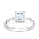 Solitaire Accent Twisted Fashion Ring Princess Cut Simulated Cubic Zirconia 925 Sterling Silver