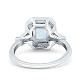 Radiant Cut Wedding Engagement Bridal Ring Lab Created Opal Round Simulated Cubic Zirconia 925 Sterling Silver