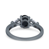 Art Deco Oval Wedding Bridal Ring Pear Simulated Cubic Zirconia 925 Sterling Silver