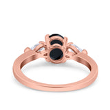 Art Deco Oval Wedding Bridal Ring Pear Simulated Cubic Zirconia 925 Sterling Silver