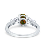 Art Deco Oval Wedding Bridal Ring Pear Simulated Cubic Zirconia 925 Sterling Silver