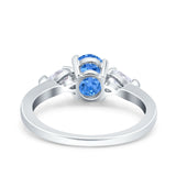 Art Deco Oval Wedding Bridal Ring Pear Simulated Cubic Zirconia 925 Sterling Silver
