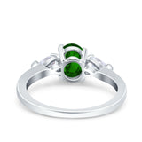 Art Deco Oval Wedding Bridal Ring Pear Simulated Cubic Zirconia 925 Sterling Silver