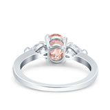 Art Deco Oval Wedding Bridal Ring Pear Simulated Cubic Zirconia 925 Sterling Silver