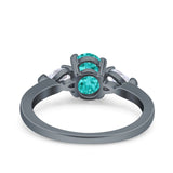 Art Deco Oval Wedding Bridal Ring Pear Simulated Cubic Zirconia 925 Sterling Silver