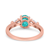 Art Deco Oval Wedding Bridal Ring Pear Simulated Cubic Zirconia 925 Sterling Silver