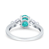 Art Deco Oval Wedding Bridal Ring Pear Simulated Cubic Zirconia 925 Sterling Silver