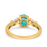 Art Deco Oval Wedding Bridal Ring Pear Simulated Cubic Zirconia 925 Sterling Silver