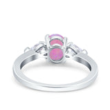 Art Deco Oval Wedding Bridal Ring Pear Simulated Cubic Zirconia 925 Sterling Silver