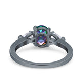 Art Deco Oval Wedding Bridal Ring Pear Simulated Cubic Zirconia 925 Sterling Silver