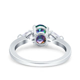 Art Deco Oval Wedding Bridal Ring Pear Simulated Cubic Zirconia 925 Sterling Silver