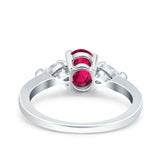 Art Deco Oval Wedding Bridal Ring Pear Simulated Cubic Zirconia 925 Sterling Silver