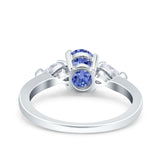 Art Deco Oval Wedding Bridal Ring Pear Simulated Cubic Zirconia 925 Sterling Silver