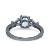 Art Deco Oval Wedding Bridal Ring Pear Simulated Cubic Zirconia 925 Sterling Silver