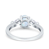 Art Deco Oval Wedding Bridal Ring Pear Simulated Cubic Zirconia 925 Sterling Silver