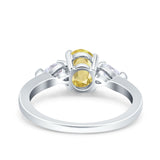 Art Deco Oval Wedding Bridal Ring Pear Simulated Cubic Zirconia 925 Sterling Silver