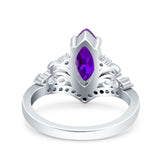 Marquise Art Deco Wedding Engagement Bridal Ring Round Simulated Cubic Zirconia 925 Sterling Silver