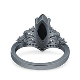 Marquise Art Deco Wedding Engagement Bridal Ring Round Simulated Cubic Zirconia 925 Sterling Silver