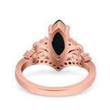 Marquise Art Deco Wedding Engagement Bridal Ring Round Simulated Cubic Zirconia 925 Sterling Silver