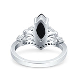 Marquise Art Deco Wedding Engagement Bridal Ring Round Simulated Cubic Zirconia 925 Sterling Silver