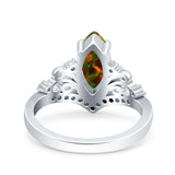 Marquise Art Deco Wedding Engagement Bridal Ring Round Simulated Cubic Zirconia 925 Sterling Silver