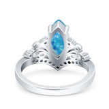 Marquise Art Deco Wedding Engagement Bridal Ring Round Simulated Cubic Zirconia 925 Sterling Silver