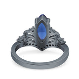 Marquise Art Deco Wedding Engagement Bridal Ring Round Simulated Cubic Zirconia 925 Sterling Silver
