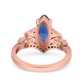 Marquise Art Deco Wedding Engagement Bridal Ring Round Simulated Cubic Zirconia 925 Sterling Silver